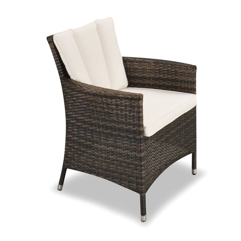 Antigua 135cm Round Table with Lazy Susan & 6 Dining Chairs Outdoor Set – Bronze Brown with Ivory Cushions