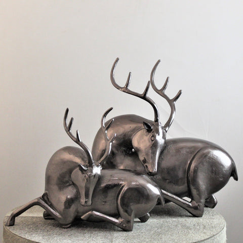 3527_Small_Antique_Nickel_Aluminium_Reindeer_Sculpture_F