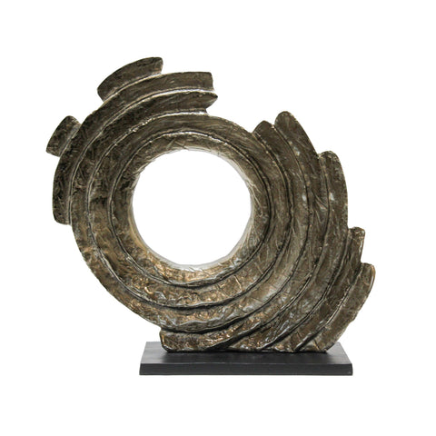 3666_Aged_Brass_Black_Base_Aluminium_Round_Sculpture_1_A
