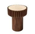 Babel Round Travertine Mango Wood Side Table