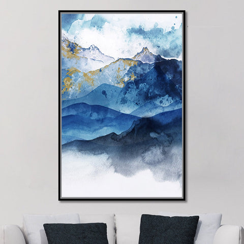 80X120 BLUE CLOUDS 2 WITH GEL HANDPAINT