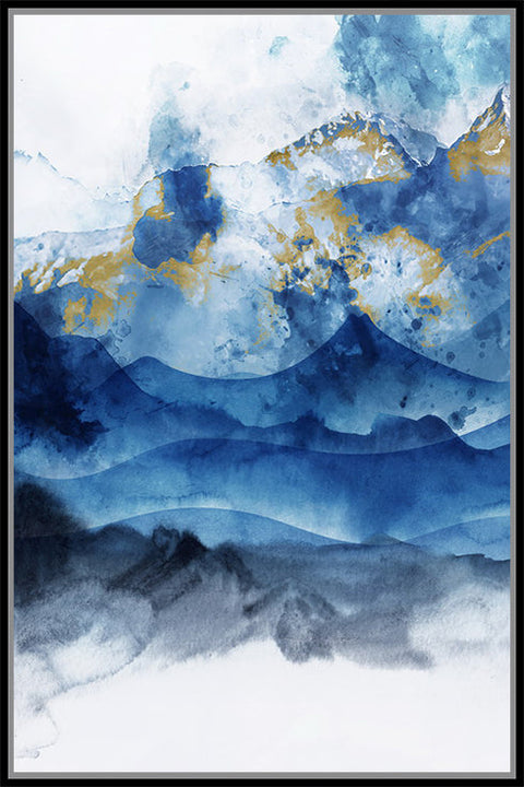 80X120 BLUE CLOUDS FOIL WITH GEL HANDPAINT