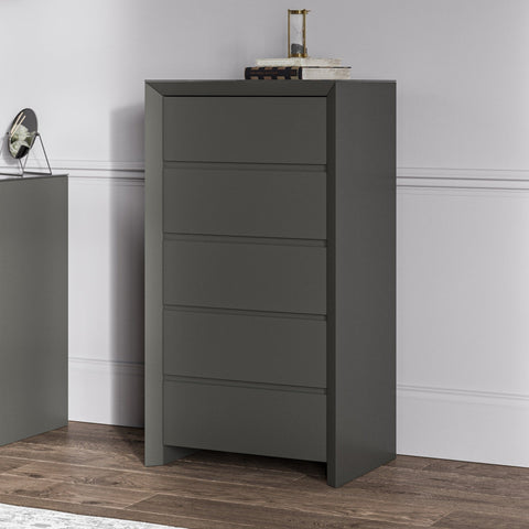 Elite - 5 Drawer Tall Chest Matt Dark Grey - P1437DC11 - Mint