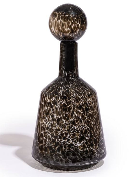 GW173 - LARGE CLEAR LEOPARD PRINT GLASS APOTHERCARY BOTTLE