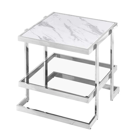 Jasper - Silver and Marble -Side Table - CT-4047-1 - Mint