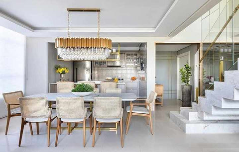 Kale - Pendant Light - Crystal Rectangular - Gold