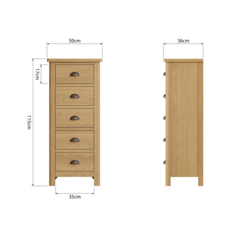 Roman - 5 Drawer Narrow Chest
