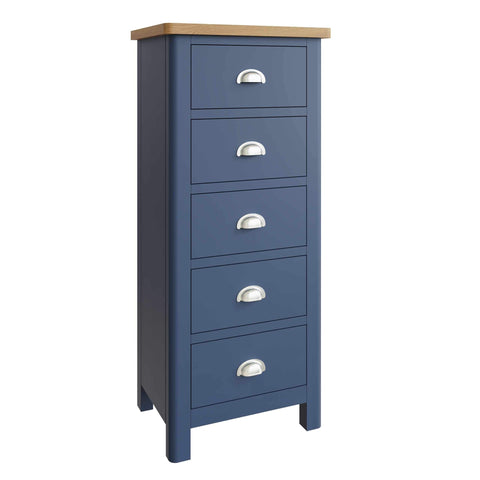 Roman Painted - 5 Drawer Narrow Chest - Blue