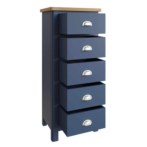 Roman Painted - 5 Drawer Narrow Chest - Blue
