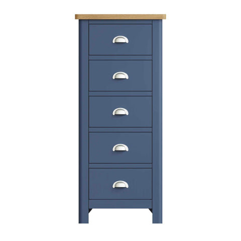 Roman Painted - 5 Drawer Narrow Chest - Blue
