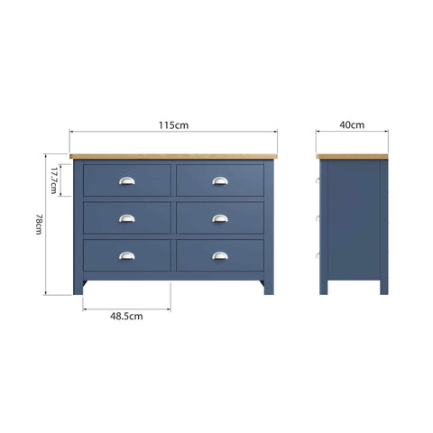 Roman Painted - 6 Drawer Chest - Blue