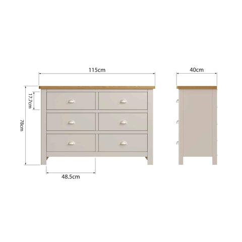 Roman Painted - 6 Drawer chest - Truffle