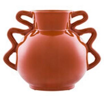 Sonata Small Orange Vase with Abstract Handles
