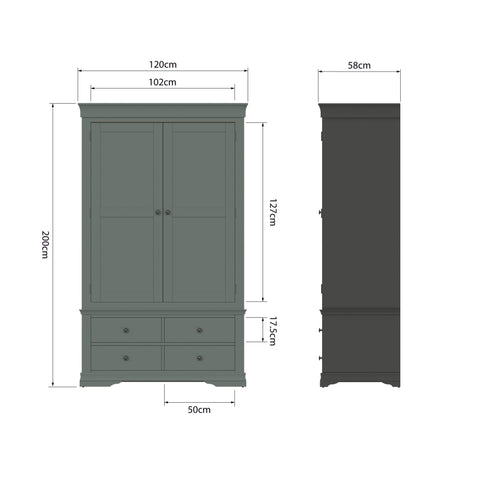 Swayne 2 Door 2 Drawer Wardrobe - Cactus Green