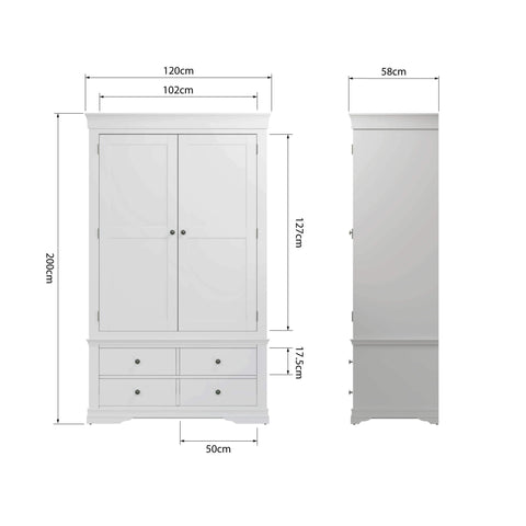 Swayne 2 Door 2 Drawer Wardrobe - White
