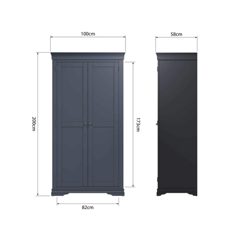 Swayne 2 Door Full Hanging Wardrobe - Midnight Grey