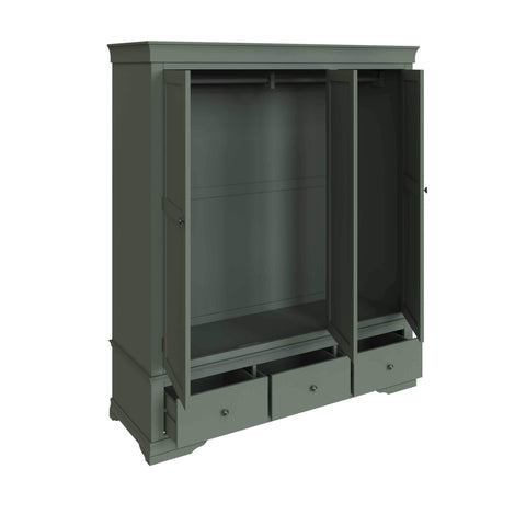Swayne 3 Door 2 Drawer Wardrobe - Cactus Green