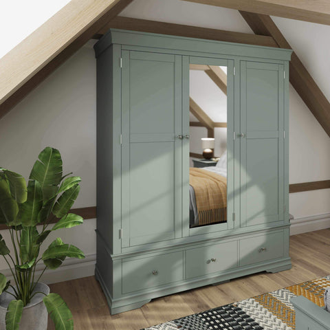 Swayne 3 Door 2 Drawer Wardrobe - Cactus Green