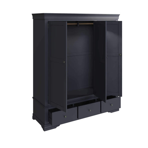 Swayne 3 Door 2 Drawer Wardrobe - Midnight Grey