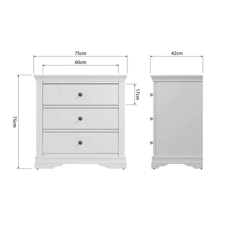 Swayne 3 Drawer Chest - White