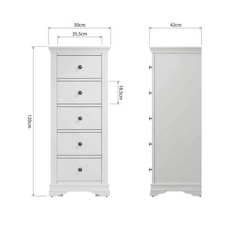 Swayne 5 Drawer Wellington - White