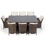 Antigua 200x100 Dining Table & 6 Dining Chairs Outdoor Set – Bronze Brown with Ivory Cushions