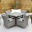 Aruba 90cm Square Table with Ice Bucket & 4 Reclining Chairs Outdoor Set – Grey Black with Grey Cushions