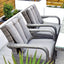 Aruba 150x100 Firepit Table & 6 Bridge Arm Chairs Outdoor Set – Grey Black with Grey Cushions