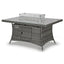 Aruba 150x100 Firepit Table & 6 Bridge Arm Chairs Outdoor Set – Grey Black with Grey Cushions