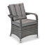 Aruba 150x100 Firepit Table & 6 Bridge Arm Chairs Outdoor Set – Grey Black with Grey Cushions