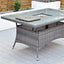Aruba 150x100 Table with Ice Bucket & 6 Bridge Arm Chairs Outdoor Set – Grey Black with Grey Cushions