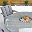 Aruba 120cm Round Table with Ice Bucket & 4 Bridge Arm Chairs Outdoor Set – Grey Black with Grey Cushions