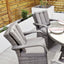 Aruba 155cm Round Table with Ice Bucket & 6 Bridge Arm Chairs Outdoor Set – Grey Black with Grey Cushions