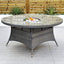 Aruba 155cm Round Table with Ice Bucket & 6 Bridge Arm Chairs Outdoor Set – Grey Black with Grey Cushions