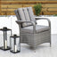 Aruba 110cm Square Firepit Table & 4 Bridge Arm Chairs Outdoor Set – Grey Black with Grey Cushions