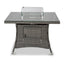 Aruba 110cm Square Firepit Table & 4 Bridge Arm Chairs Outdoor Set – Grey Black with Grey Cushions