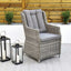 Dominica 70cm Round Table & 2 Dining Chairs Outdoor Set – Grey with Grey Cushions