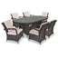 Grenada 180x100 Oval Table & 6 Dining Chairs Outdoor Set – Brown Black with Beige Cushions