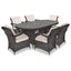 Grenada 180x100 Oval Table & 6 Dining Chairs Outdoor Set – Brown Black with Beige Cushions