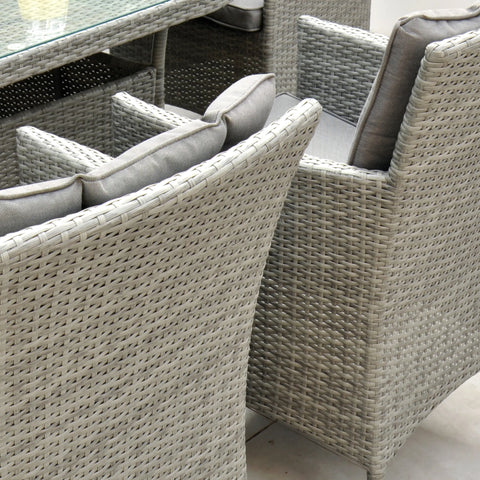 Lucia 160x100 Table & 6 Dining Chairs Outdoor Set – Goose Grey with Grey Cushions