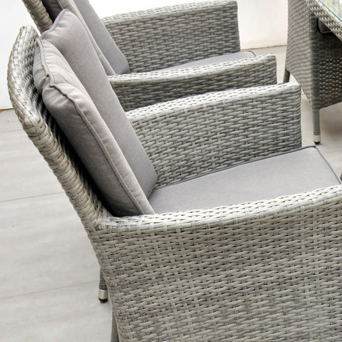 Lucia 160x100 Table & 6 Dining Chairs Outdoor Set – Goose Grey with Grey Cushions