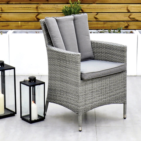 Lucia 160x100 Table & 6 Dining Chairs Outdoor Set – Goose Grey with Grey Cushions