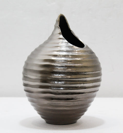 2736- Round Antique Nickel Ombre Aluminium Vase Small 2