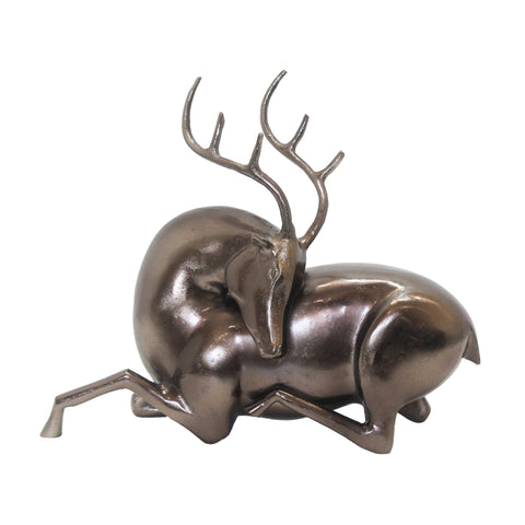 3528_Large_Antique_Nickel_Aluminium_Reindeer_Sculpture_A