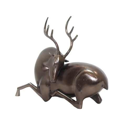 3528_Large_Antique_Nickel_Aluminium_Reindeer_Sculpture_B