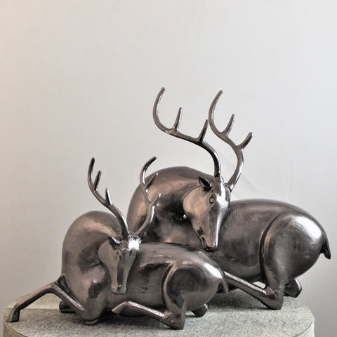 3528_Large_Antique_Nickel_Aluminium_Reindeer_Sculpture_F