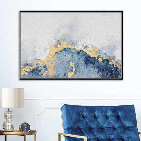 80X120 BLUE AND GOLD FOIL WITH LEAF EFFECT