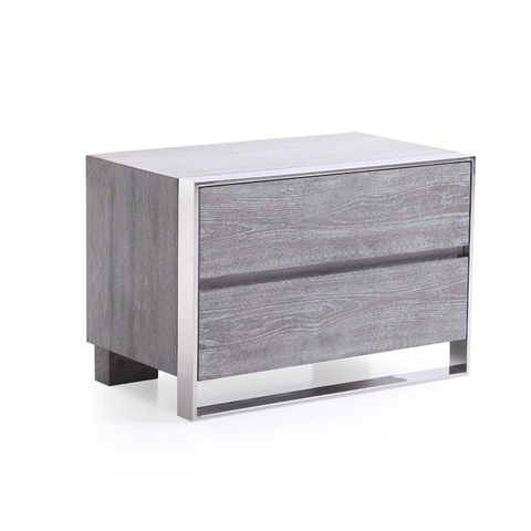 Diseno - Bedside Table with Silver Legs + Glass