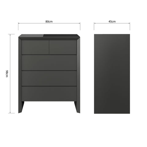 Elite - 3 + 2 Chest Matt Dark Grey - P1437DC10 - Mint