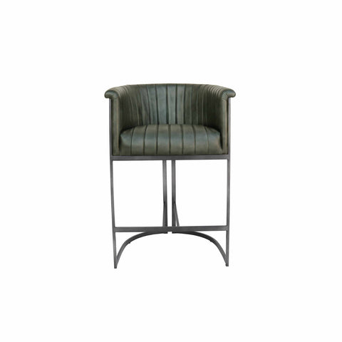 Ethan Leather Bar Stool - Olive